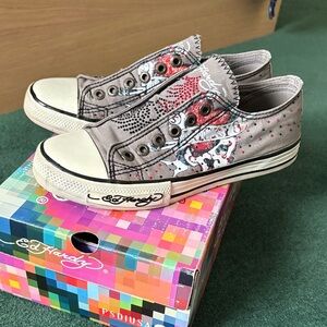 Ed Hardy Kids Sneakers - Gray with Red Accents
